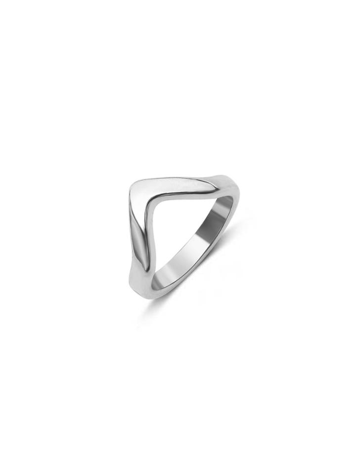 Romwe Platinum Tone Geo Minimalist Rings