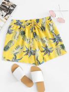 Romwe Pineapple Print Drawstring Waist Shorts