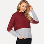 Romwe Two-tone Stand Collar Jumper