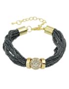 Romwe Pretty Women Rhinestone Wide Chain Gray Bracelet