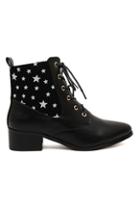 Romwe Star Print Shoelace Pointed-toe Boots