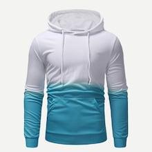 Romwe Men Print Pocket Detail Ombre Hoodie