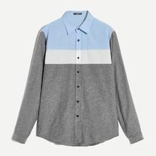 Romwe Guys Cut-and-sew Curved Hem Marled Buttoned Shirt