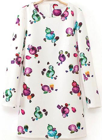 Romwe Gemstone Print Loose Dress