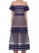 Romwe Contrast Mesh Striped Mermaid Dress