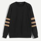 Romwe Guys Drop Shoulder Embroidered Detail Pullover
