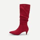Romwe Plain Pointed Toe Ruched Boots