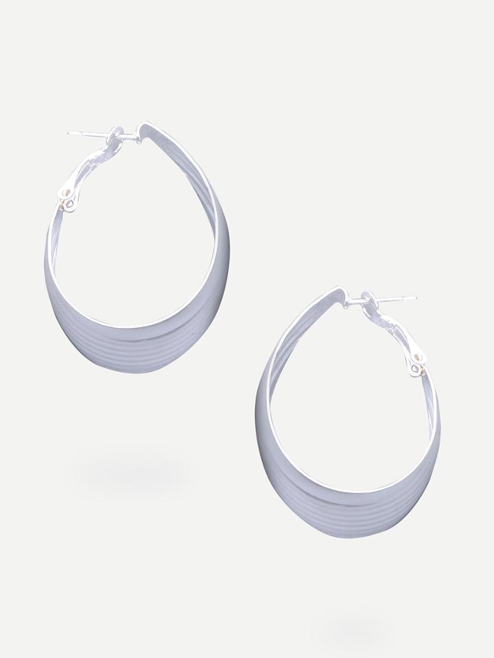 Romwe Silver Minimalist Geometric Earrings