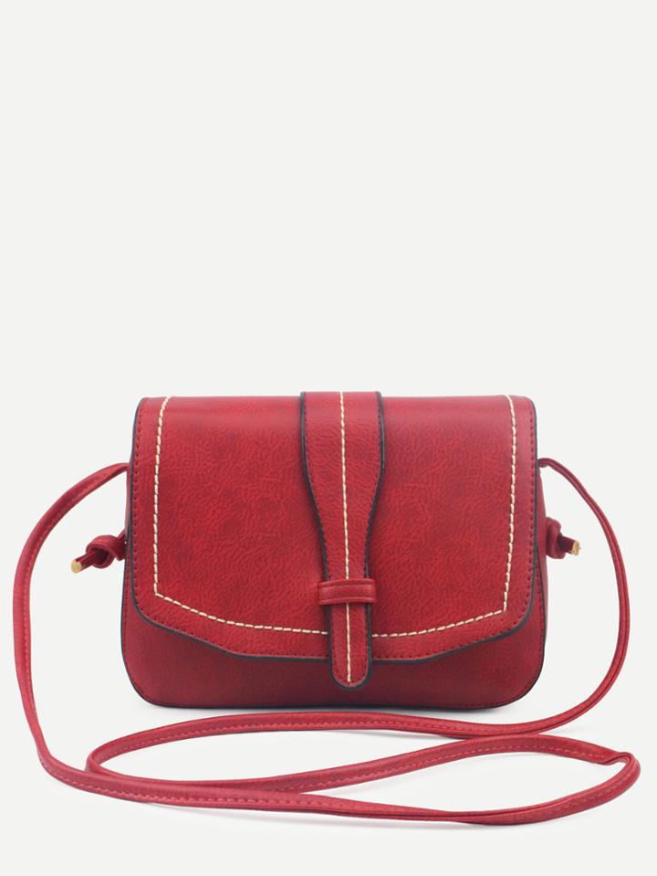 Romwe Red Faux Leather Saddle Bag