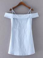 Romwe Blue Cold Shoulder Zipper Side Dress