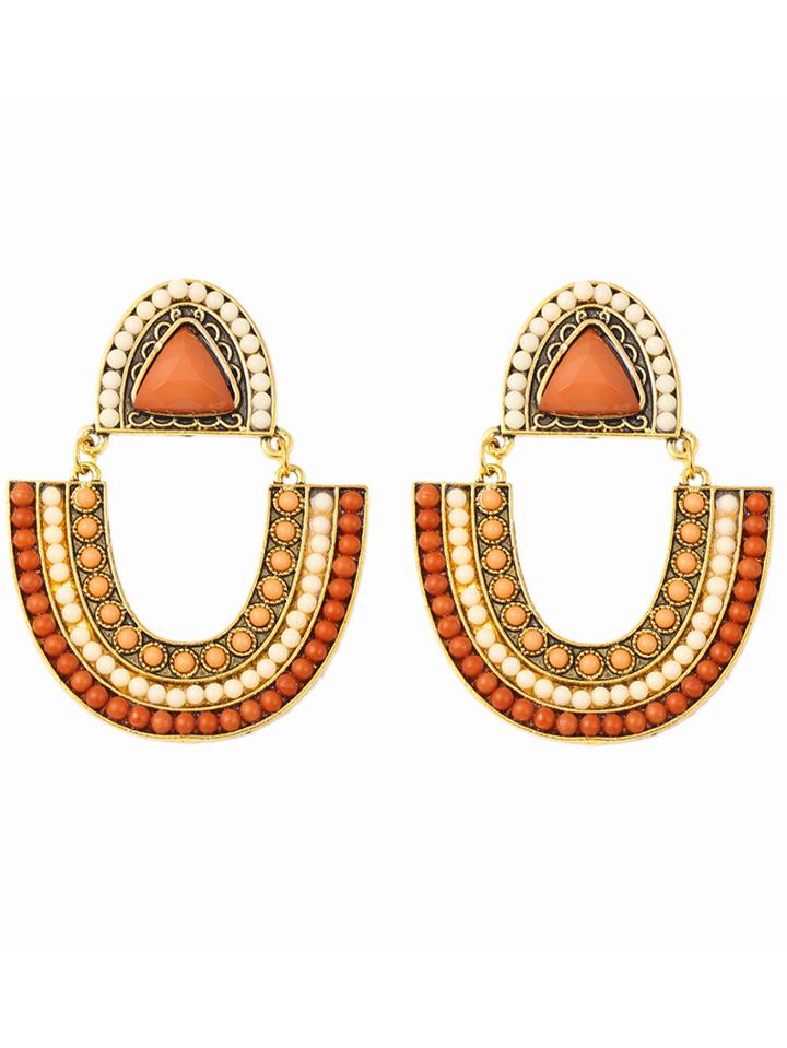 Romwe Kahki Beaded Boho Earrings