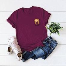 Romwe Cartoon Print Knot Hem Tee