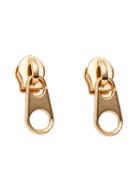 Romwe Gold Plated Funny Zipper Stud Earrings
