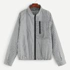 Romwe Plus Zip Front Gingham Jacket