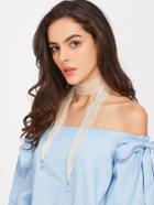 Romwe Crystal Lace Strap Wrap Necklace