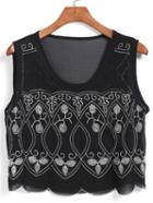 Romwe With Bead Embroidered Tank Top