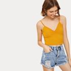Romwe Ribbed Solid Crop Cami Top