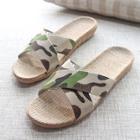 Romwe Guys Camouflage Print Linen Slippers