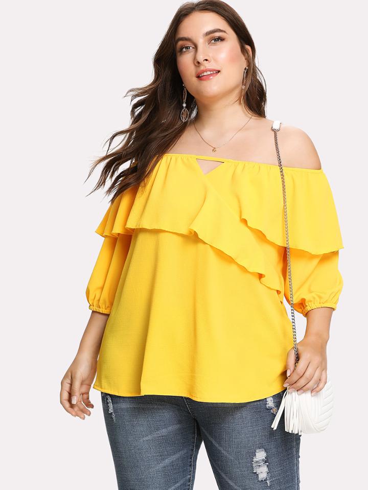 Romwe Ruffle Layer Neckline Top