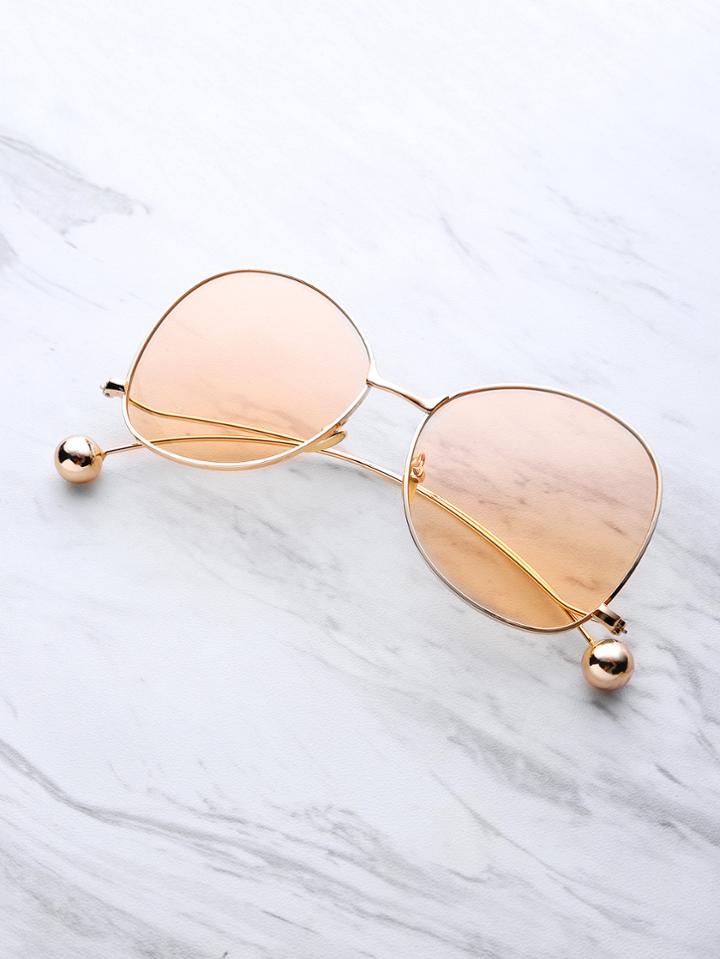 Romwe Ball Detail Curved Frame Sunglasses