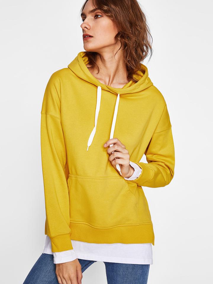 Romwe Pocket Front Vented Hem 2 In 1 Hoodie