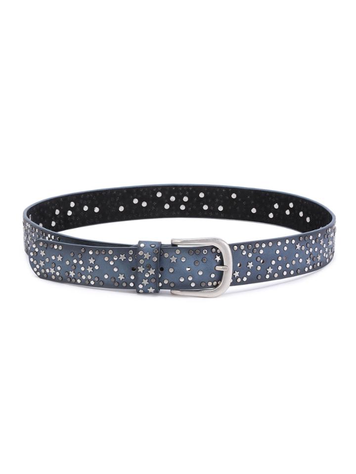Romwe Studded And Star Embellished Buckle Belt