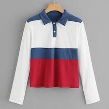 Romwe Colorblock Single Breasted Tee