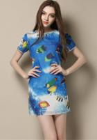 Romwe Underwater World Print Straight Dress