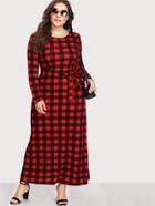 Romwe Check Plaid Full Length Dress