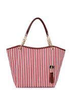 Romwe Vertical Striped Tote Bag With Tassel Detail