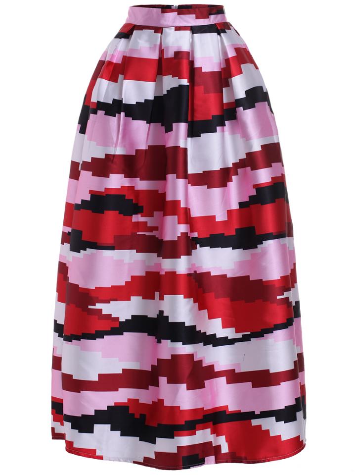 Romwe Striped Long Skirt