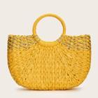 Romwe Straw Tote Bag With Ring Handle