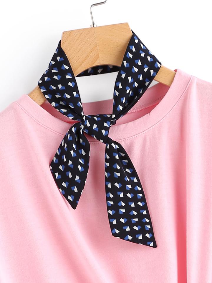 Romwe Geometric Print Twilly Scarf