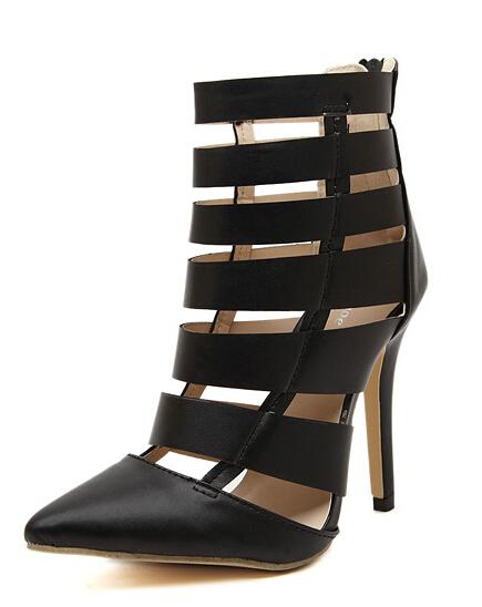 Romwe Black Hollow Stiletto High Heel Shoes