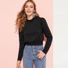 Romwe Elastic Waist Mock-neck Pullover