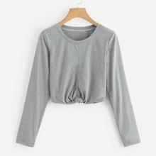 Romwe Twist Solid Crop Tee