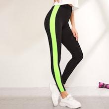 Romwe Contrast Neon Side Seam Leggings