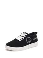 Romwe Smiling Face Lace Up Sneakers