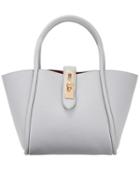 Romwe Grey Contrast Lined Turn Lock Tote With Zipper Crossbody Bag