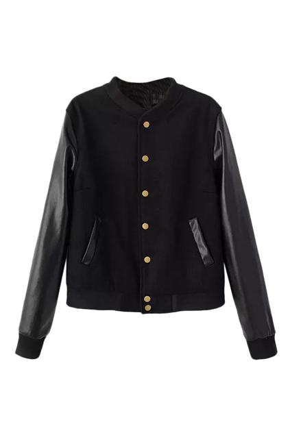 Romwe Pu Panel Black Jacket