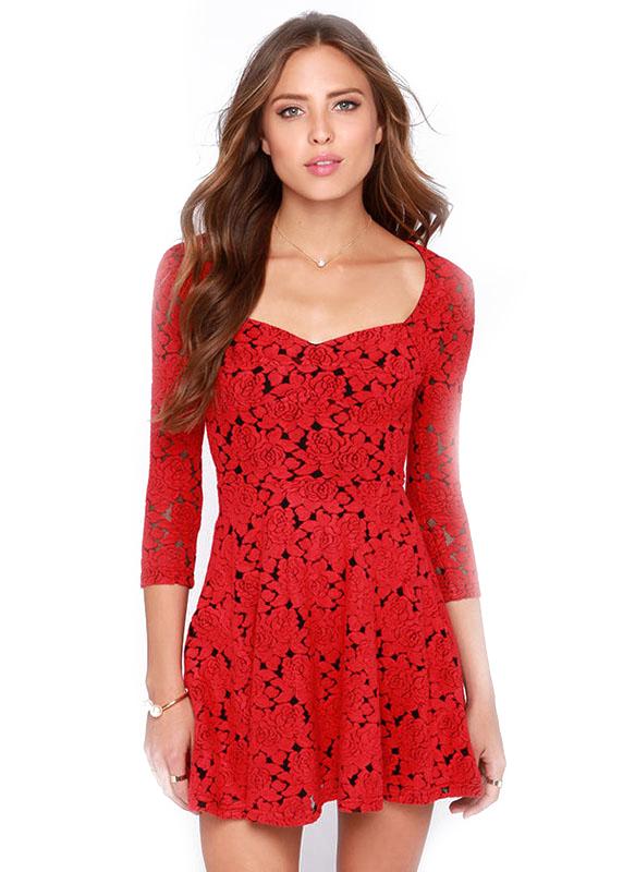 Romwe Embroidered Hollow Flouncing Dress