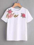 Romwe 3d Flower Embellished T-shirt
