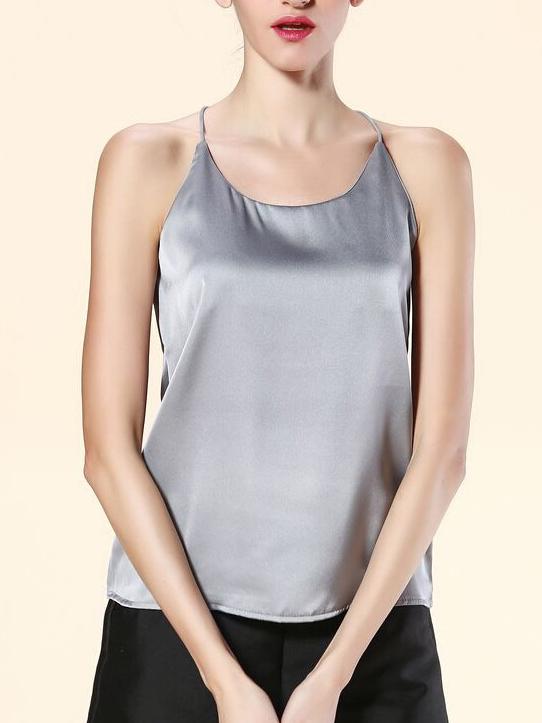 Romwe Racerback Cami Top - Sliver