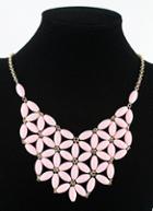 Romwe Pink Flowers Collar Chain Necklace