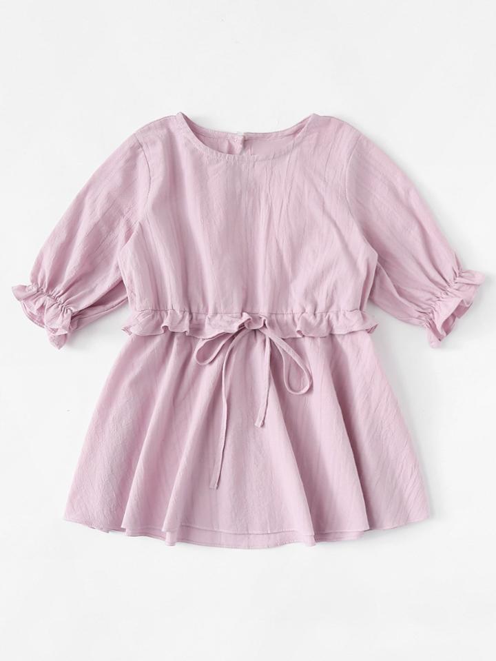 Romwe Frill Trim Drawstring Dress