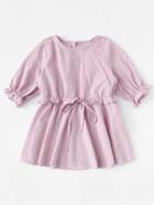 Romwe Frill Trim Drawstring Dress