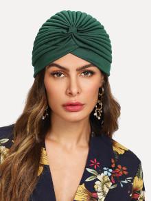 Romwe Pleated Plain Turban Hat