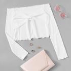 Romwe Knot Front Off The Shoulder Tee