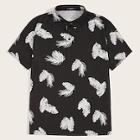 Romwe Guys Tropical Leaf Print Polo Shirt