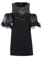 Romwe Off-shoulder Bead Black Dress